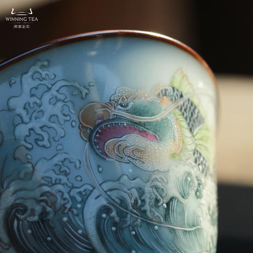 问鼎汝瓷鼎峰系列月白老款斗笠杯（浪雨花） 商品图1