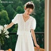 OLrain欧芮儿白色蕾丝衫女夏季2024年新款法式气质泡泡袖V领上衣 商品缩略图0