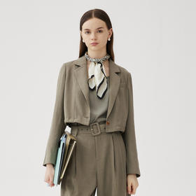 谜底小西装外套女2024秋款通勤风时尚短款百搭西服长袖243MW1074