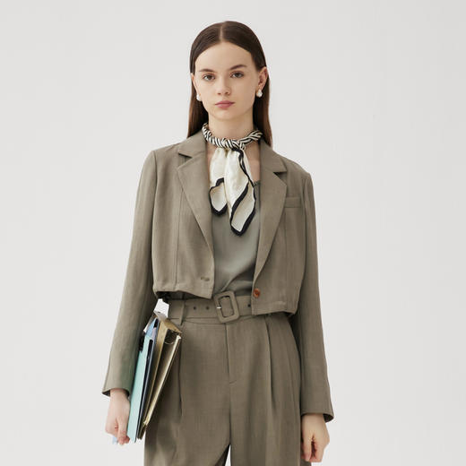 谜底小西装外套女2024秋款通勤风时尚短款百搭西服长袖243MW1074 商品图0