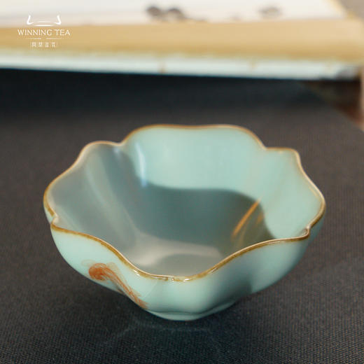 问鼎汝瓷鼎峰系列天青紫金釉老款葵花杯（莲年有余） 商品图3