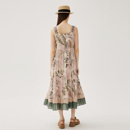 谜底花色连衣裙无袖2024秋新品复古浪漫纯棉吊带裙长裙243ML1152 商品图2