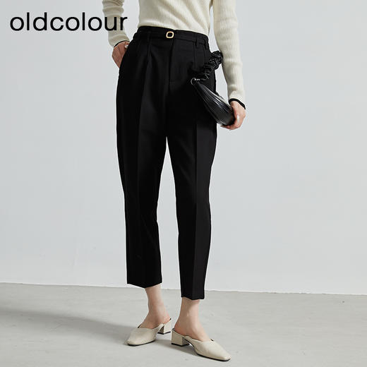 oldcolour秋季新款通勤显瘦高腰烟管裤职业直筒西装裤女P340704A1 商品图3