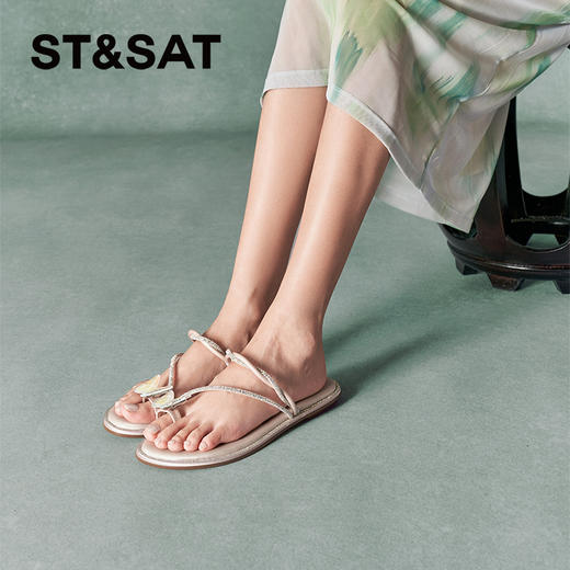 星期六仙女风蝴蝶夹趾舒适平底拖SSC2110257 商品图3