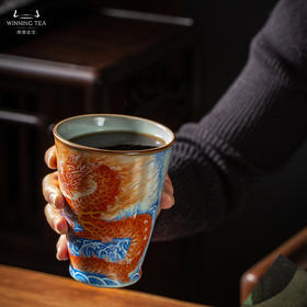 问鼎汝瓷天青可乐杯（梵红腾龙戏珠）（缺货）