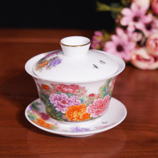 《国色天香》重工粉彩茶具 牡丹大王张松茂、粉彩女王徐亚凤之作 商品图6