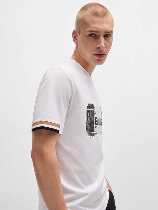 老板 2024夏新款  男士 三色艺术图案 棉质圆领短袖T恤 Z-11803 商品图6