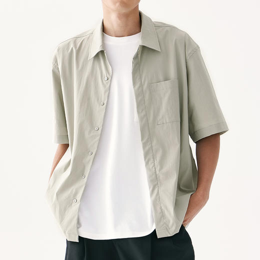 零意义meanil 男士褶皱纹理口袋小领衬衫 商品图12