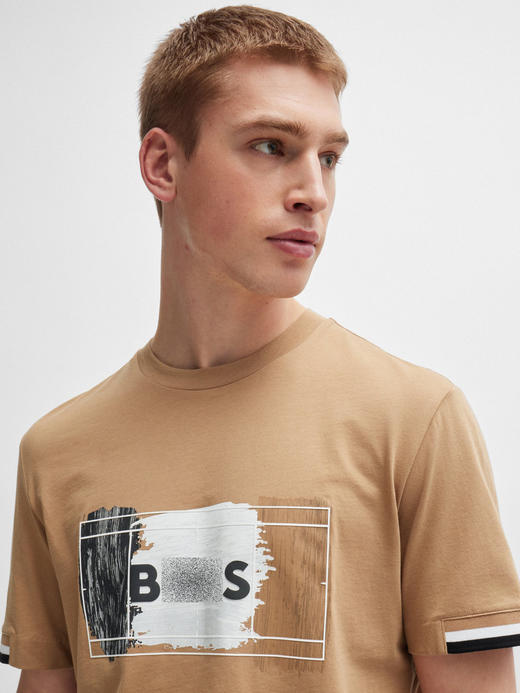 老板 2024夏新款  男士 三色艺术图案 棉质圆领短袖T恤 Z-11803 商品图11