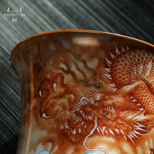 问鼎汝瓷鼎峰柴窑天青竹节杯（龙行四海） 商品图4