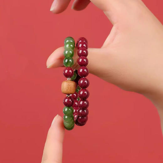 平安顺遂朱砂和田玉双圈手串 精选檀木 精选檀木 商品图1