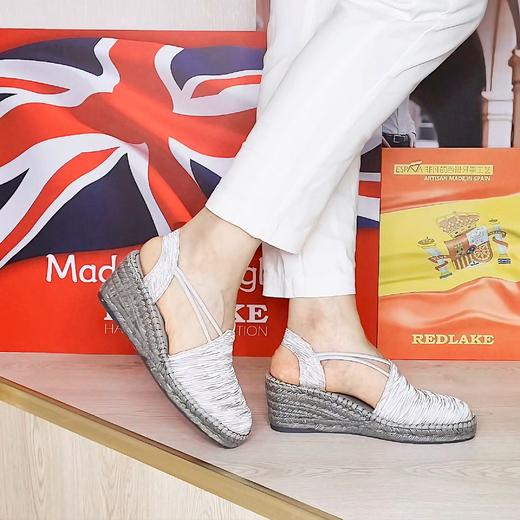 西班牙原产手工制作时尚轻便超舒适女款草编鞋 501PL-银白色 商品图6