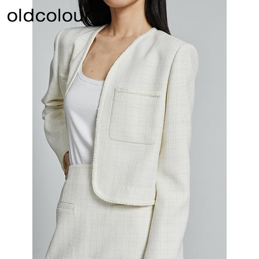 oldcolour秋季新款法式白色质感小香风短外套女P330406A1 商品图4