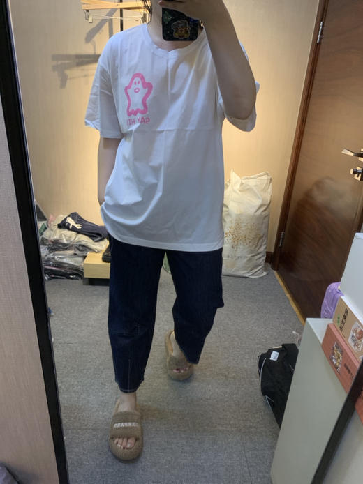 水淼2024夏新款纯棉宽松印花小怪兽减龄T恤8039 商品图3