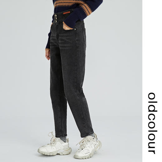 oldcolour2022冬季新款黑色高腰直筒显瘦时尚百搭九分牛仔裤女GN41113989 商品图2