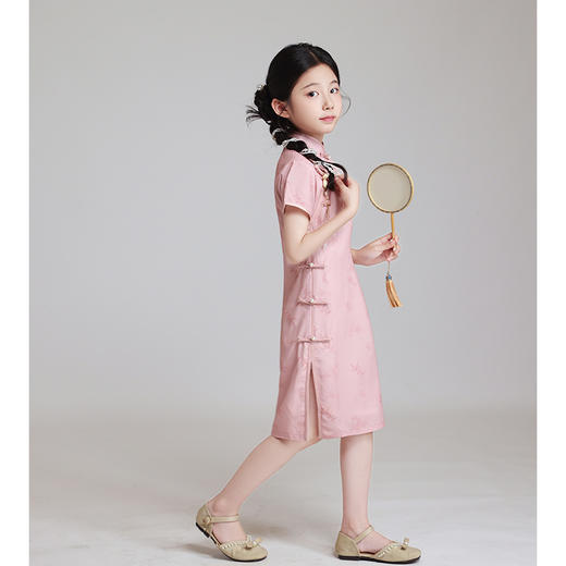 LSB粉色改良儿童旗袍夏季2024新款女童日常高端中国风小女孩高级表演 商品图2
