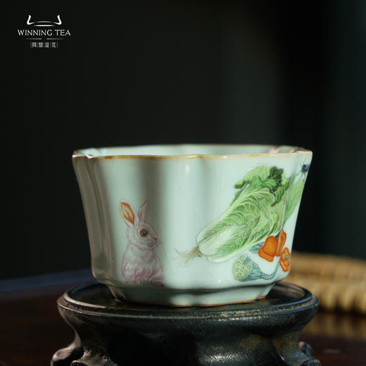 问鼎汝瓷鼎峰系列天青老款簪花杯 （百财纳福） 商品图0