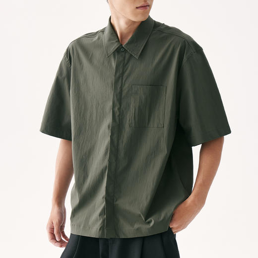 零意义meanil 男士褶皱纹理口袋小领衬衫 商品图6