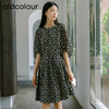 oldcolour秋季新款法式气质优雅显瘦中袖碎花裙子女GP31102002 商品缩略图4