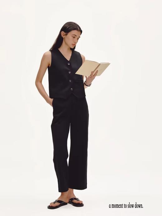 shyshystill/shy202304021/九分全棉透气经典黑白长裤直筒裤 商品图3