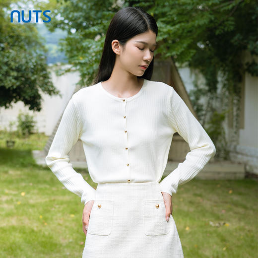 NUTS2023秋季新款针织开衫女通勤时尚风毛织短外套4380521A1 商品图4