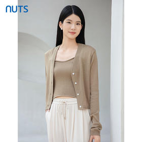 NUTS春秋季新款针织开衫外搭时尚通勤风毛织短外套女4380508A1