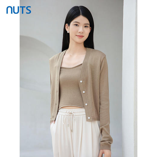 NUTS春秋季新款针织开衫外搭时尚通勤风毛织短外套女4380508A1 商品图0