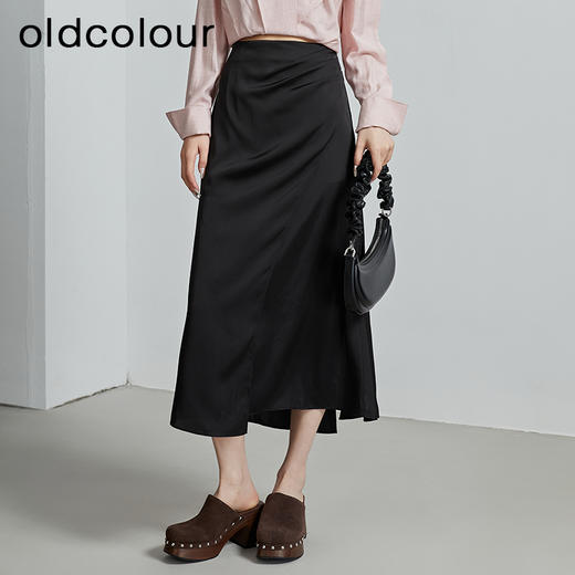 oldcolour秋季新款雪纺碎花半身裙高腰a字裙浪漫长裙女P320604A1 商品图2