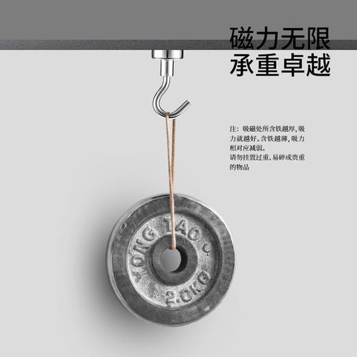 Fasola磁吸挂钩免打孔无痕冰箱入户门后钥匙钩可旋转强力磁铁粘钩 商品图2