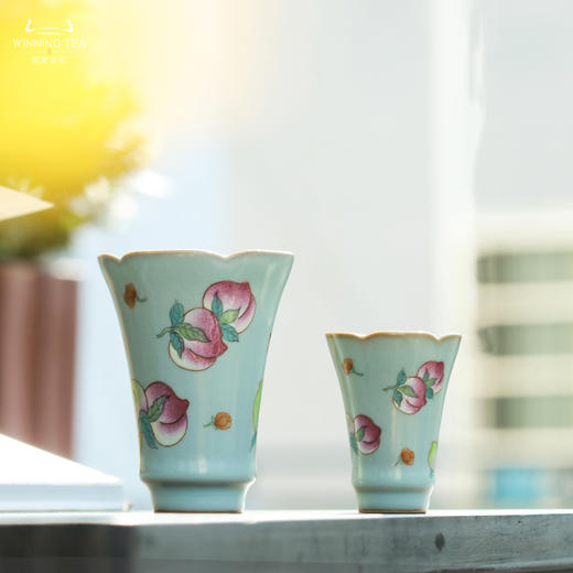 问鼎汝瓷鼎峰系列癸卯青女杯素娥杯（桃红柳绿）（缺货） 商品图0