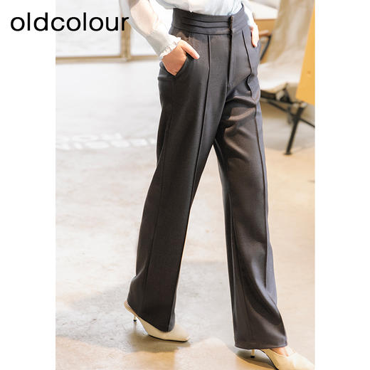 oldcolour秋季新款高腰休闲裤垂感设计感气质阔腿裤女P330703A1 商品图3