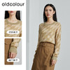 oldcolour秋季新款时尚圆领菱形格图案针织毛织套头衫女P330510A1 商品缩略图1