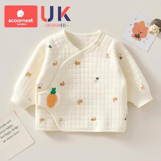 科巢新生婴儿秋冬半背衣上衣无骨哈服新生儿半背纯棉保暖宝宝衣服 商品图0