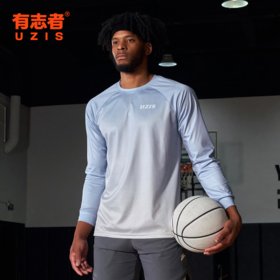 有志者UZIS 运动长袖投篮服男健身跑步篮球训练美式渐变T恤[虚构