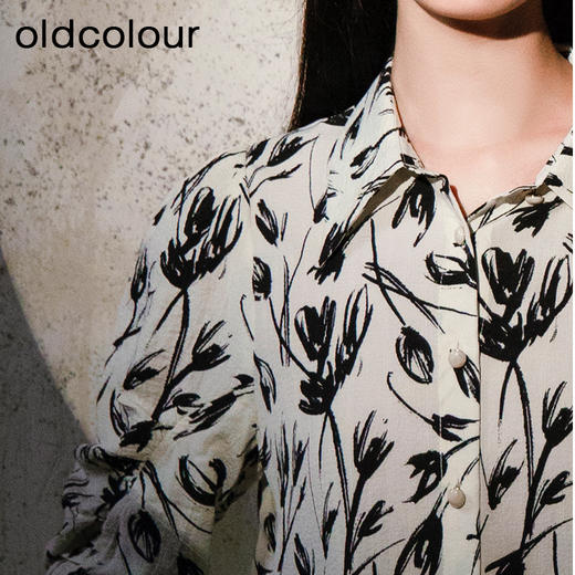 oldcolour春秋季新款小众设计感休闲时尚街头风碎花衬衫女P330107A1 商品图3