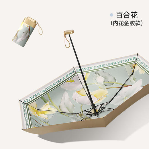 六折迷你晴雨伞  遮阳伞   玻璃纤维钢琴漆伞架 商品图4