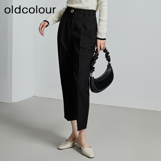 oldcolour秋季新款通勤显瘦高腰烟管裤职业直筒西装裤女P340704A1 商品图4