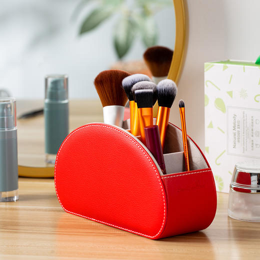 【桌面分格收纳盒】家居用品客厅遥控器皮革收纳盒化妆品收纳办公桌面整理PU盒子，五格设计，可以随意收纳零碎的小 物件，使你的生活空间更加整。ry 商品图1