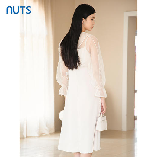 NUTS2023秋季新款气质设计感修身显瘦网纱+吊带连衣裙女4391008A1 商品图4
