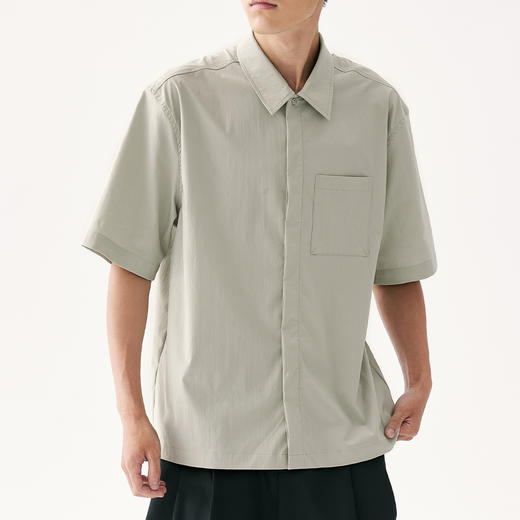 零意义meanil 男士褶皱纹理口袋小领衬衫 商品图8