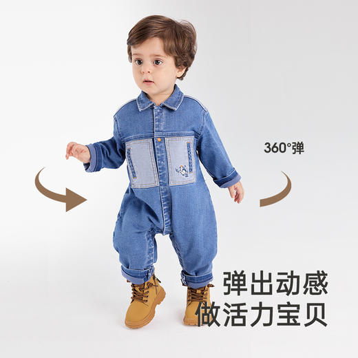 【商场同款】英氏童装婴儿衣服秋季帅气男宝宝牛仔连体衣新款 商品图4