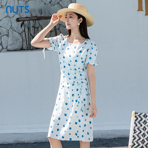 NUTS夏季新款气质抽绳茶歇裙甜美波点连衣裙429101352 商品图0