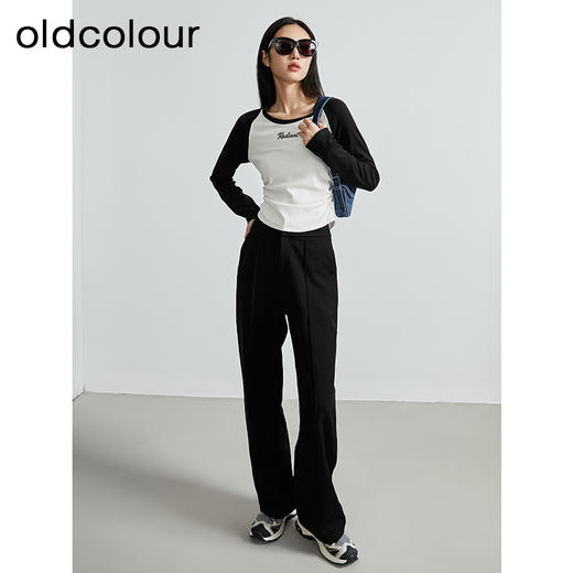 oldcolour秋季新款美式插肩T恤女复古圆领长袖上衣P330202A1 商品图2