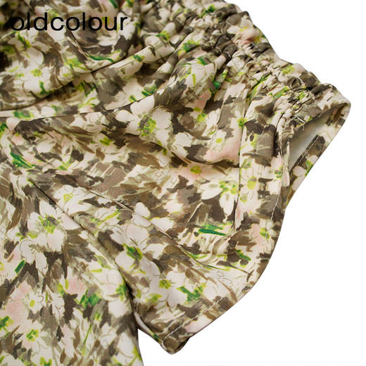 oldcolour夏季新款甜美小碎花泡泡袖茶歇连衣裙女P25101524 商品图4