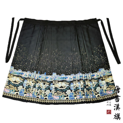 【千里江山·青绿】马面裙织金妆花改良国风新中式山水楼阁马面套装 商品图8