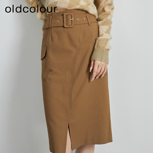 oldcolour秋季新款设计感小众显瘦开叉包臀半身裙子女P330602A1 商品图3
