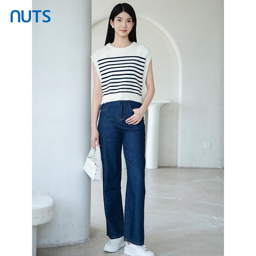 NUTS春秋季新款复古宽松直筒阔腿显瘦水洗牛仔长裤4391101A1 商品图2