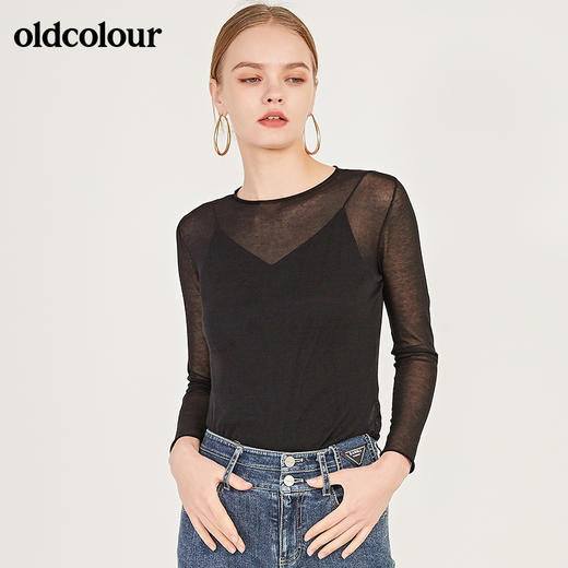 oldcolour春季时尚百搭针织打底衫套头衫女N10008002 商品图3