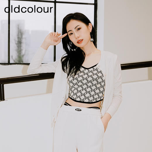 oldcolour纯色针织开衫2023春季气质通勤薄款短款外套女P11053154 商品图3