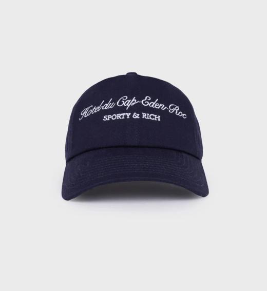 Sporty & Rich - Hotel du Cap Cursive Hat - Navy - 女装 - 帽子 - 深蓝色 商品图0